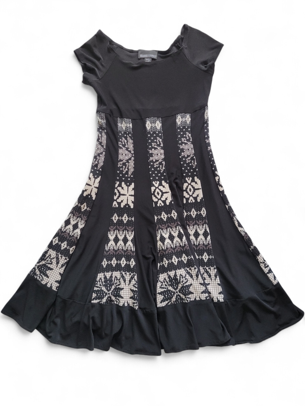 Frank Lyman Design Fit & Flare Dress Boho Aztec Pattern Panels 2